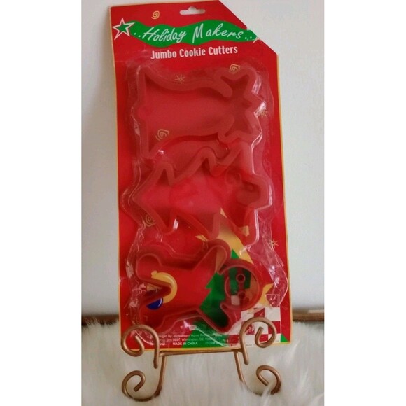 Set Of 3 Jumbo Christmas Cutters Bell, Tree, Gingerbread Boy NIP Baking Kitchen - Picture 1 of 4